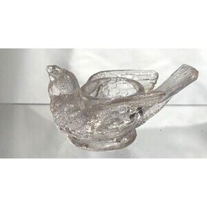 EAPG McKee Glass Bird with Berry Open Salt - 1880-1890 3 1/2" x 2" x 1 3/4"